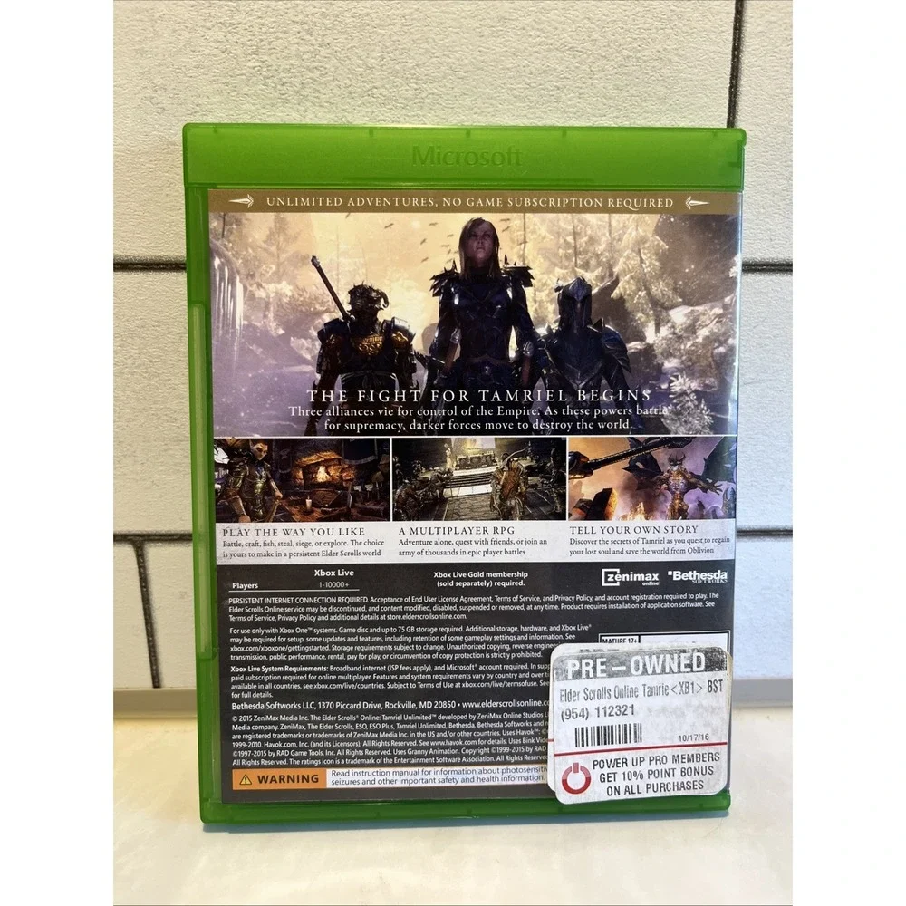 Bethesda The Elder Scrolls Online Tamriel Unlimited Xbox One MMORPG Online